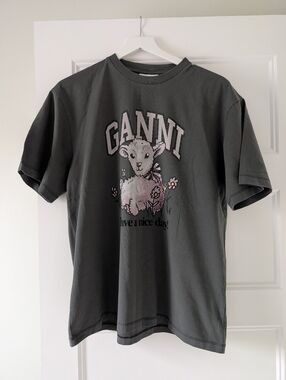 GANNI Lamb Short Sleeve Have a Nice Day T-Shirt Small